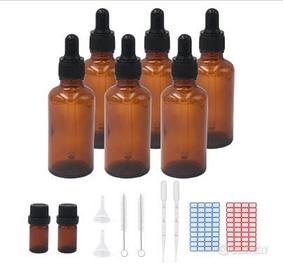 6x100ml Flaconi bottiglie contagocce in vetro