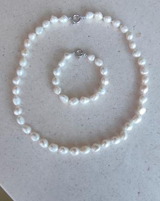 parure di perle barocche: collana e bracciale 