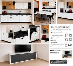 👉 Cucina + camera da letto + mobile TV