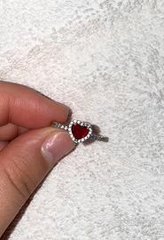 Anello argento 925 con cuore rosso
