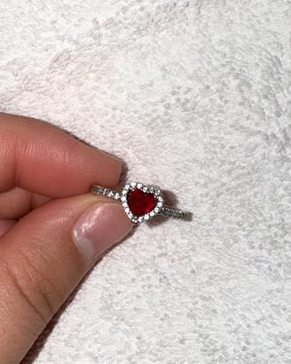 Anello argento 925 con cuore rosso