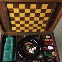 Scatola da gioco Roulette in noce con intarsio