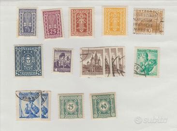 16 Francobolli Austria 1922/1957 in busta