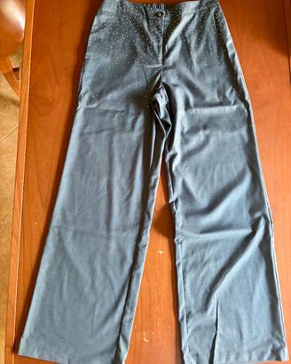 Pantaloni donna grigi con brillantini