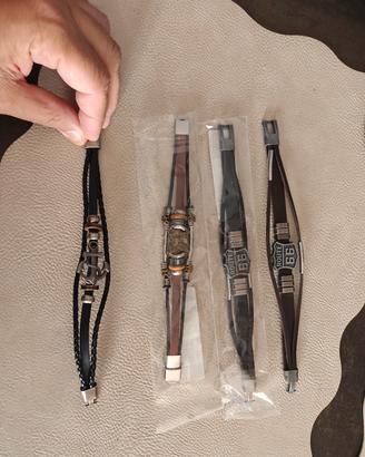 4 bracciali in cuoio metallo