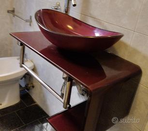 Mobile bagno lavandino lavabo in vetro vinaccia
