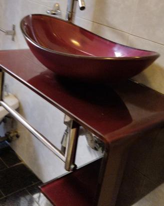 Mobile bagno lavandino lavabo in vetro vinaccia