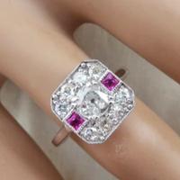 Anello diamanti e rubini Art Deco.