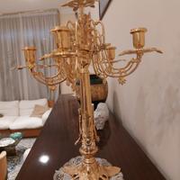 Candelabro antico bagnato oro porta candele