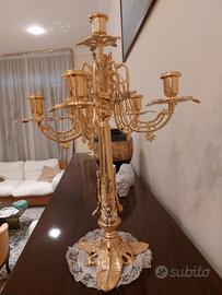 Candelabro antico bagnato oro porta candele