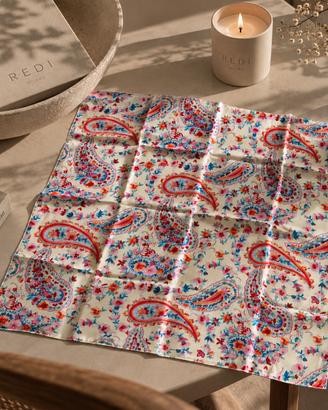 Falconeria Foulard 100% seta 60x60 PAISLEY IRIS