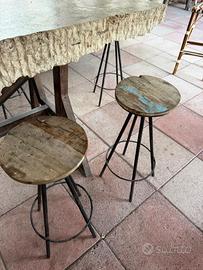sgabelli in legno duro vintage