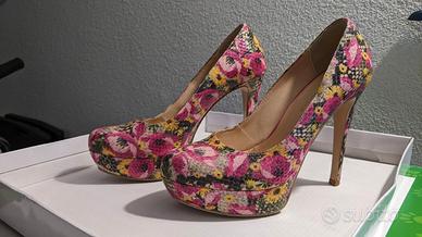 Scarpe con tacco Dù Simòn fucsia a fiori