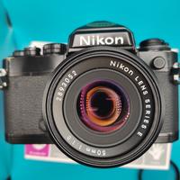 nikon FE nera+ Nikon F50 f1.8 in metallo