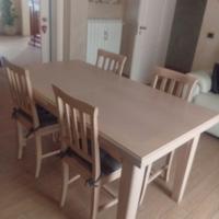 tavolo di falegnameria massello chiaro con 4 sedie