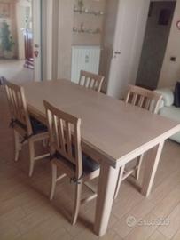 tavolo di falegnameria massello chiaro con 4 sedie