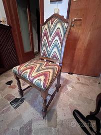 6 SEDIE IN NOCE STILE '600 IMBOTTITE