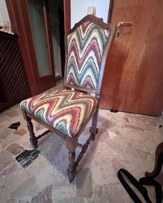 6 SEDIE IN NOCE STILE '600 IMBOTTITE