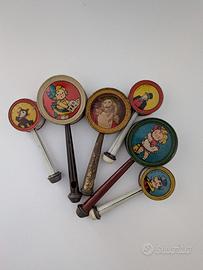 Fischietti Raganella Sonagli latta vintage