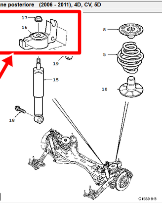 SAAB 93 NG 12796037 SUPPORTI AMMORTIZZATORI POS.RI
