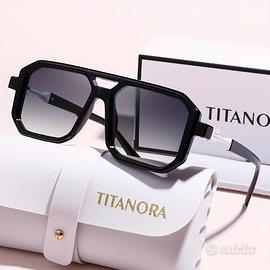 Titanora Occhiali Da Sole Neri Unisex Con Custodia