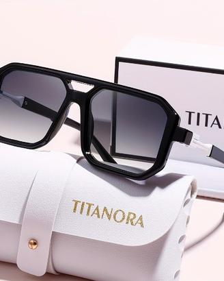Titanora Occhiali Da Sole Neri Unisex Con Custodia