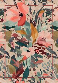 Tappeto ciniglia stampato fiori moderni