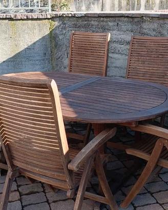 TAVOLO ALLUNGABILE LEGNO MASSICCIO + 6 SEDIE LEGNO
