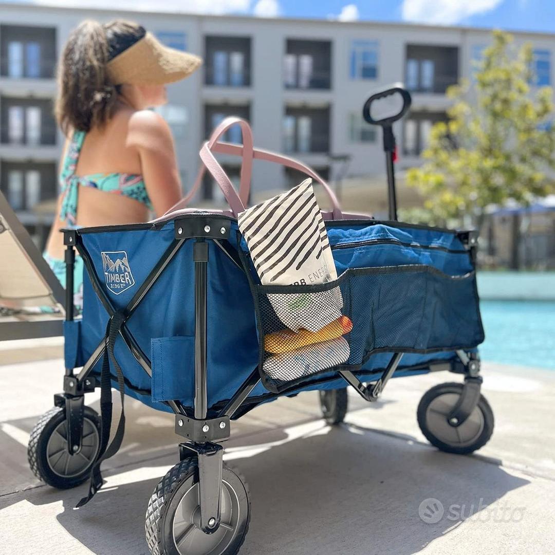 TIMBER RIDGE Carrello Spiaggia Pieghevole XXXL - Porta Tutto Con Ruote Larghe E Portellone, 135kg Capacità - Foto 8