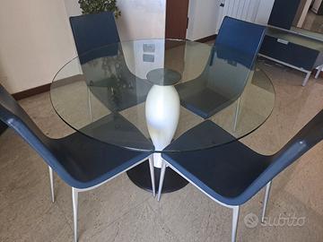 Tavolo Bontempi rotondo in cristallo diam. 120