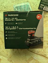 Batteria Parkside 2ah 12v e Caricatore, Imballo Or