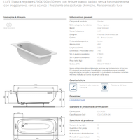 vasca mod. I.life incasso 170x70 + colonna scarico