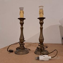 coppia di lampade da comodino in ottone vintage
