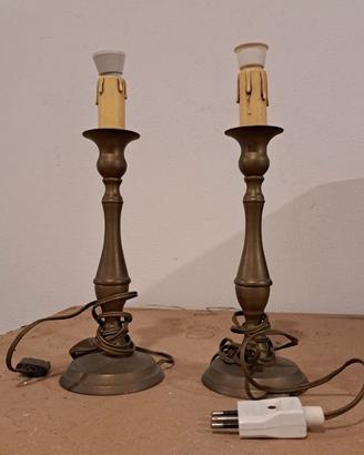 coppia di lampade da comodino in ottone vintage