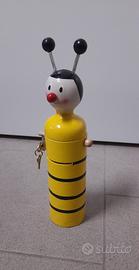 vecchio salvadanaio apina in legno 