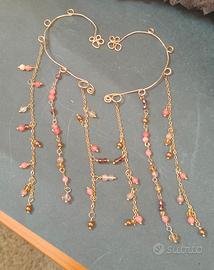 orecchini ear cuff vetro,cristalli, acciaio 