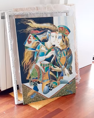 QUADRO "AMANTI" olio e acrilico con smalti