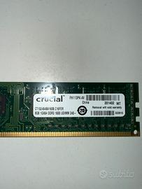8GB 1GX64 DDR3 1600 UDIMM 240 Crucial