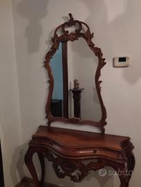 Consolle con specchiera in legno stile Barocco