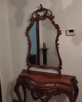 Consolle con specchiera in legno stile Barocco