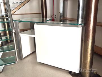 Cassa Negozio Consolle design vetro acciaio legno