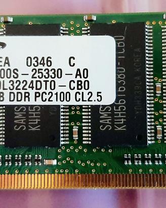 RAM SODIMM 256MB / 4GB per PC portatili