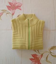 Cardigan Donna Full Zip Lana Merinos Giallo Lime M