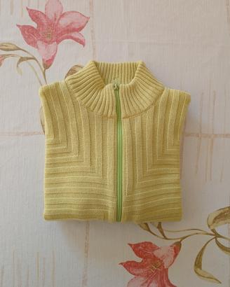 Cardigan Donna Full Zip Lana Merinos Giallo Lime M