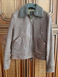 Giubbotto in pelle marrone da uomo tg. 46