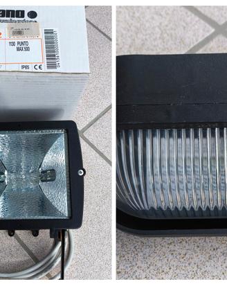 faro alogeno e plafoniera da esterno 