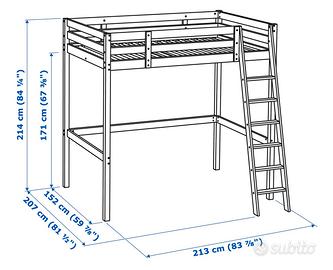 Letto a soppalco USATO IKEA STORÅ 140×200 – Bianco