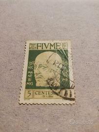 francobollo 1920 FIUME 5 Centesimi  D'Annunzio