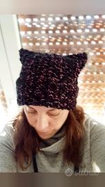 Cappello "Gatto nero" lana handmade