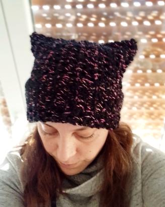 Cappello "Gatto nero" lana handmade